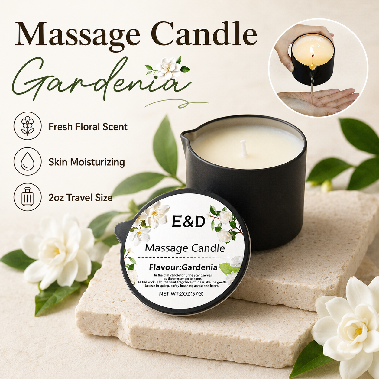 Gardenia Massage Oil Candle 2o - Massage Candle Melting 리뷰 및 가격