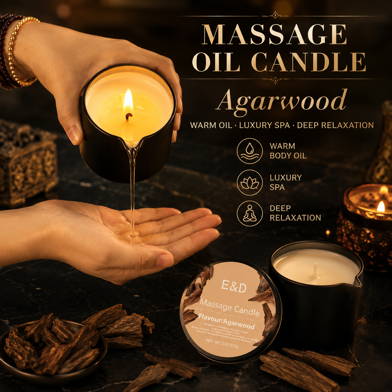 Agarwood Massage Oil Candle 2o - Massage Candle Melting 리뷰 및 가격