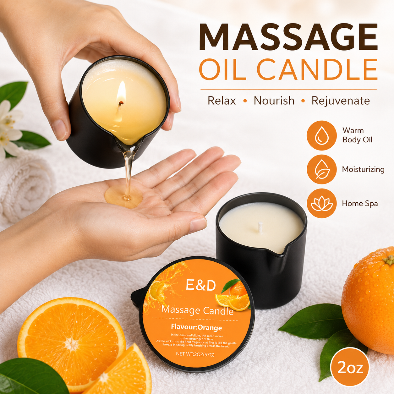 Orange Massage Oil Candle 2 oz - Massage Candle Melting 리뷰 및 가격