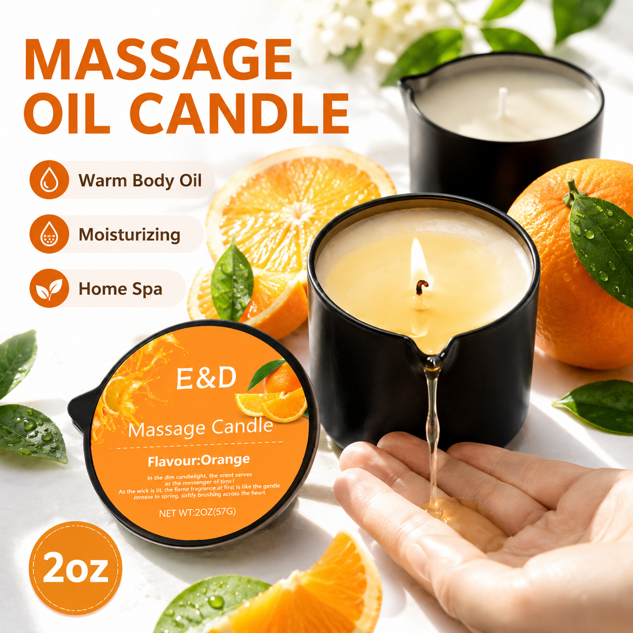 Orange Massage Oil Candle 2 oz - Massage Candle Melting 리뷰 및 가격