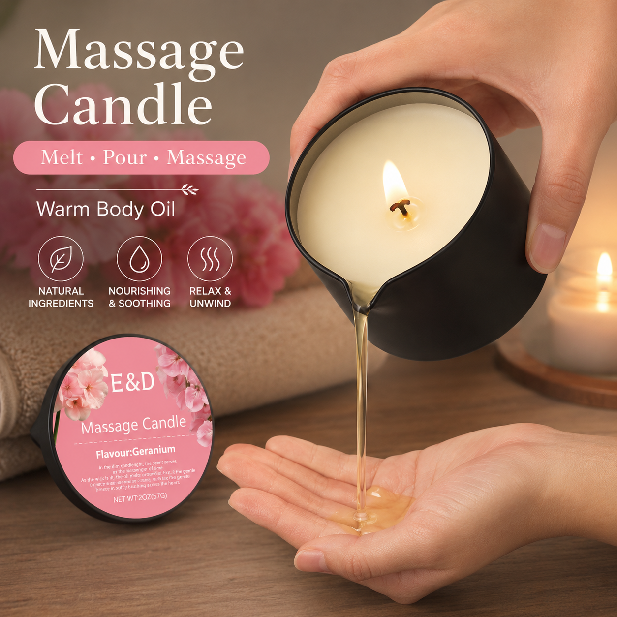 Geranium Massage Oil Candle 2o - Massage Candle Melting 리뷰 및 가격