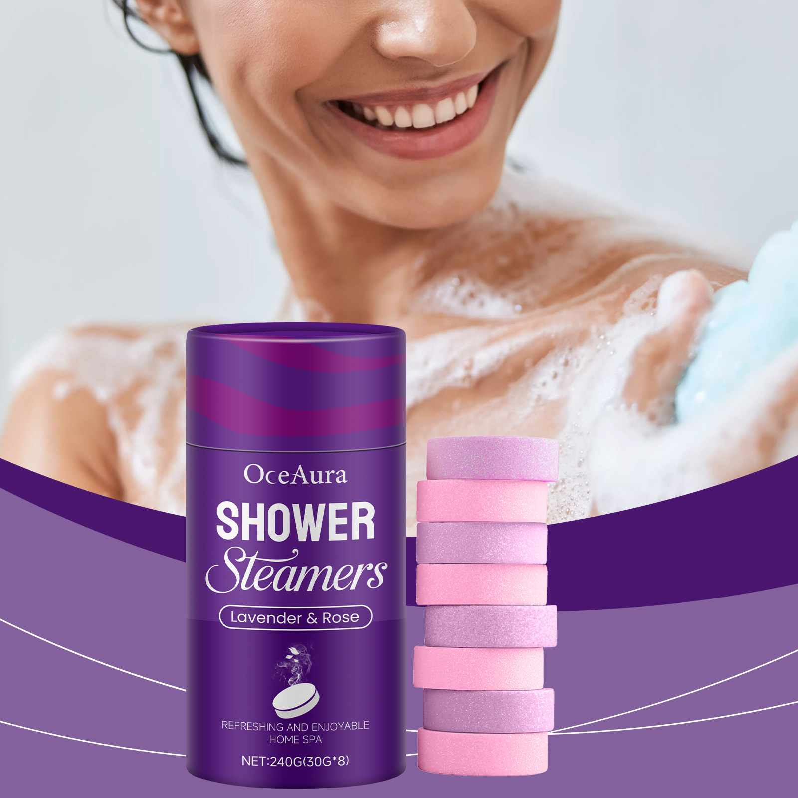 Rose Lavender Aromatherapy Sho - Shower Steamer Tablet 리뷰 및 가격