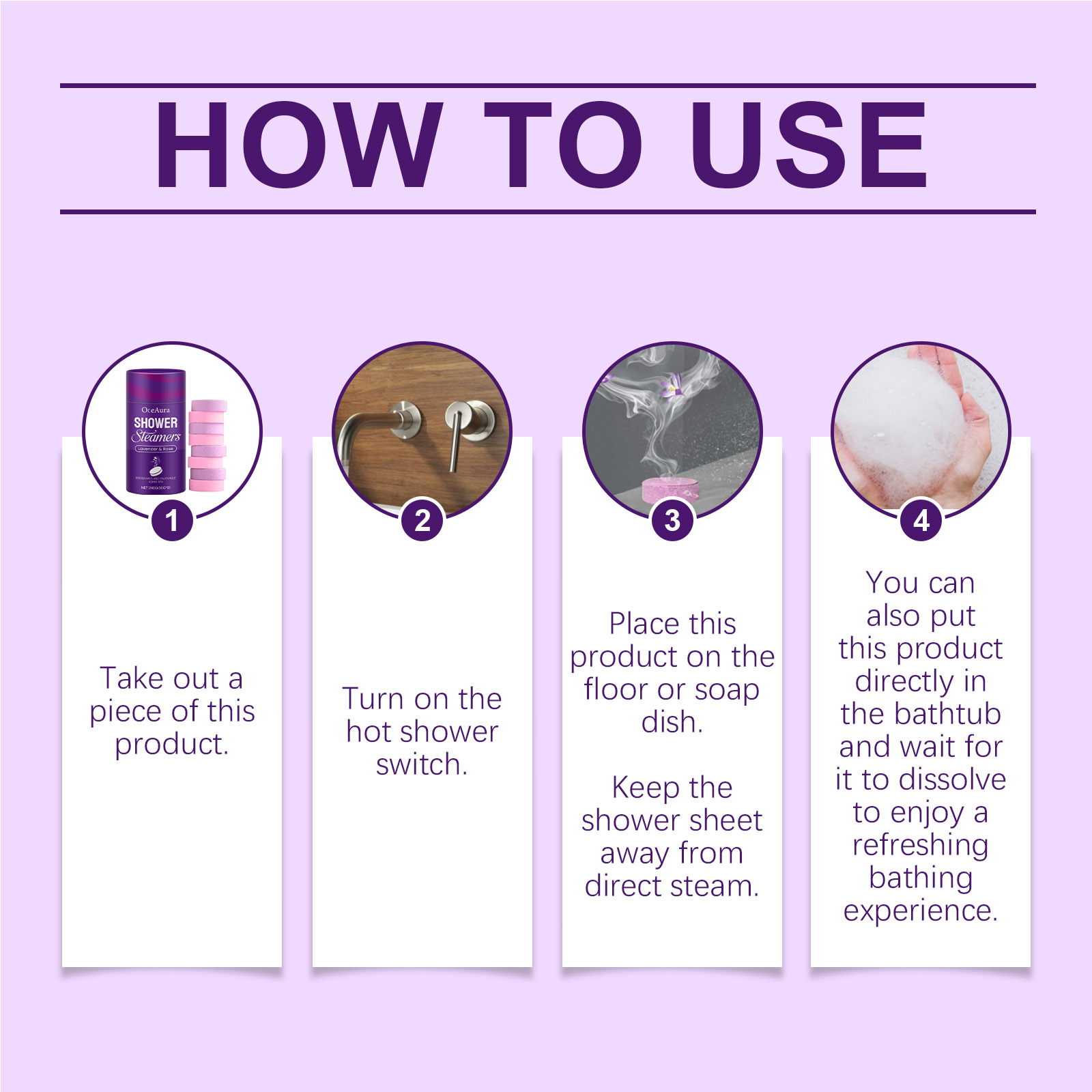 Rose Lavender Aromatherapy Sho - Shower Steamer Tablet 리뷰 및 가격